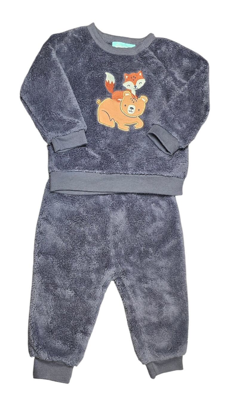 Pekkle Charcoal Gray Plush Lounge Baby Set Size 9M
